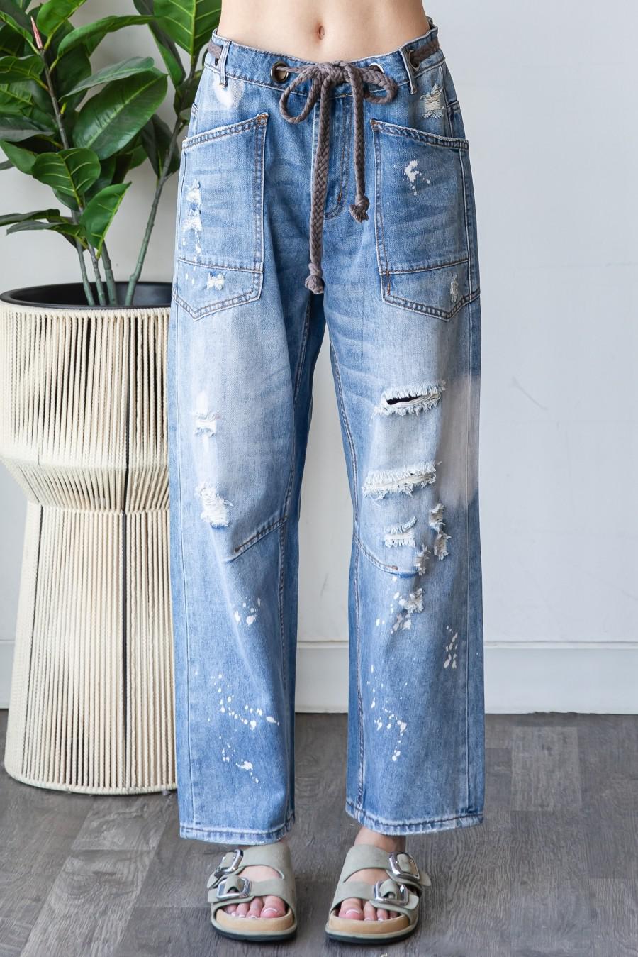 washed distressed jeans