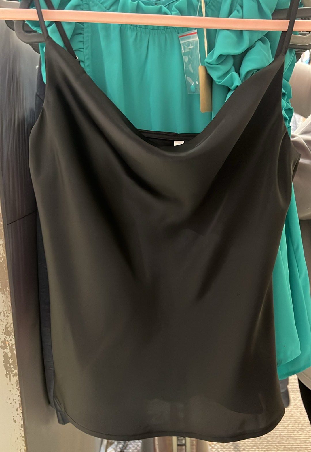 Black Satin Cowl Tank