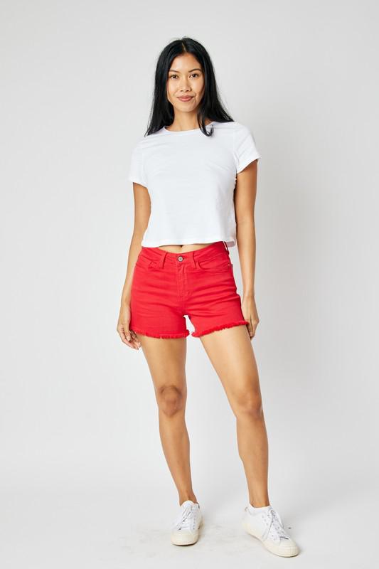 Red Fray Shorts