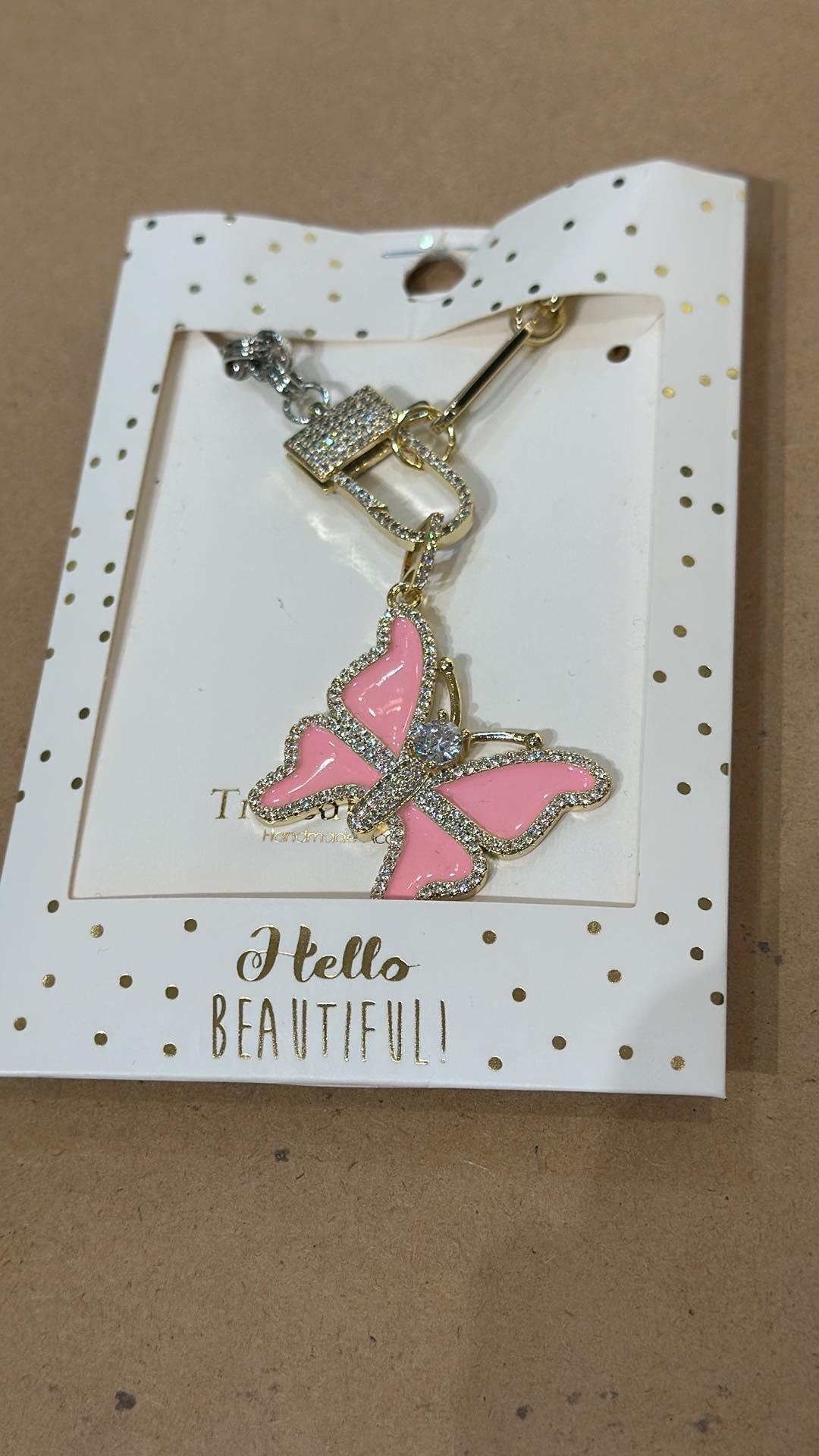 Two Toned Pink Butterfly Necklace