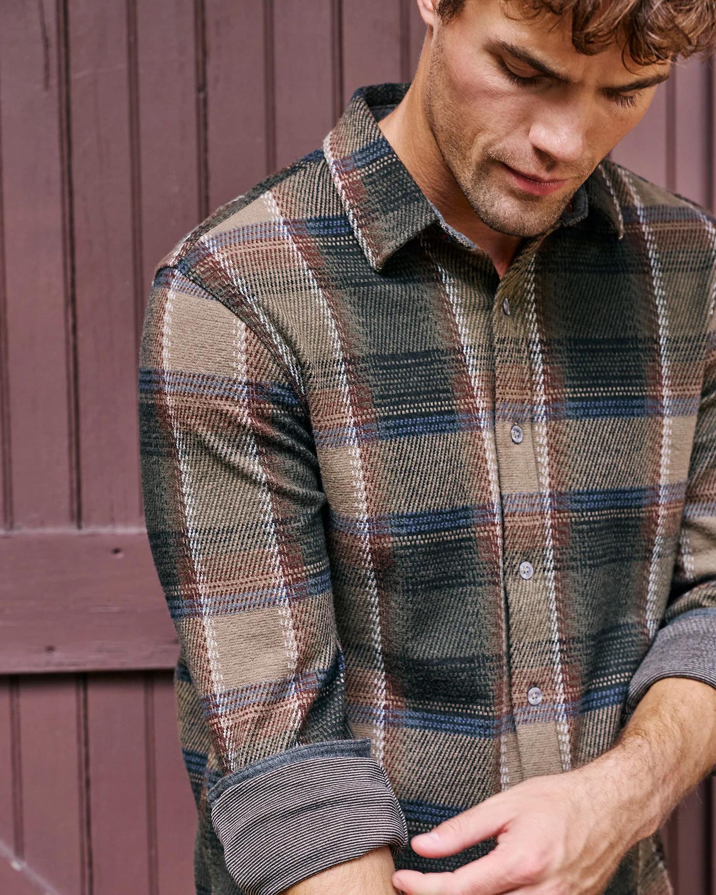 HERO STRETCH FLANNEL SHIRT - OLIVE BROWN