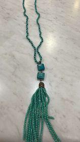 Teal Fringe Country Necklace