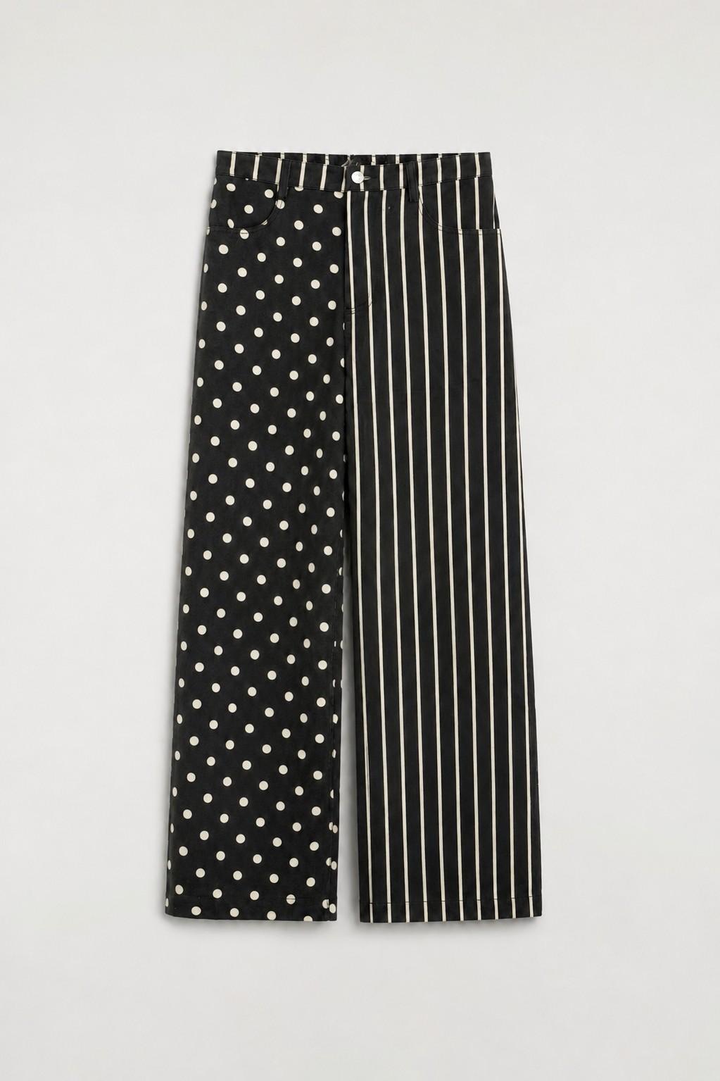 Mix Dot & Stripe Wide Leg Pants