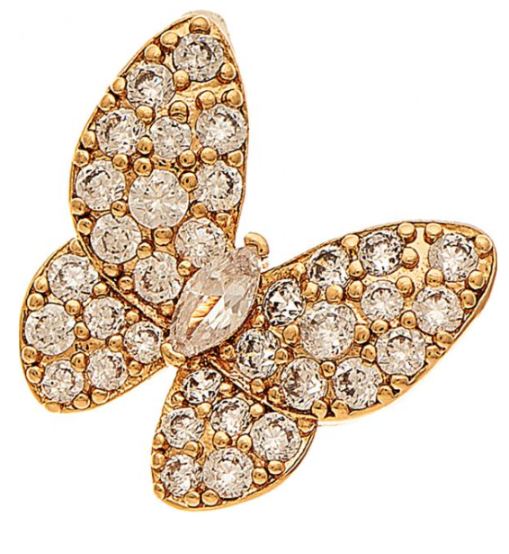 Gold Plate Cubic Zirconia Pave Butterfly Earring