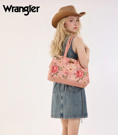 Wrangler Floral Print Braided Satchel Bag
