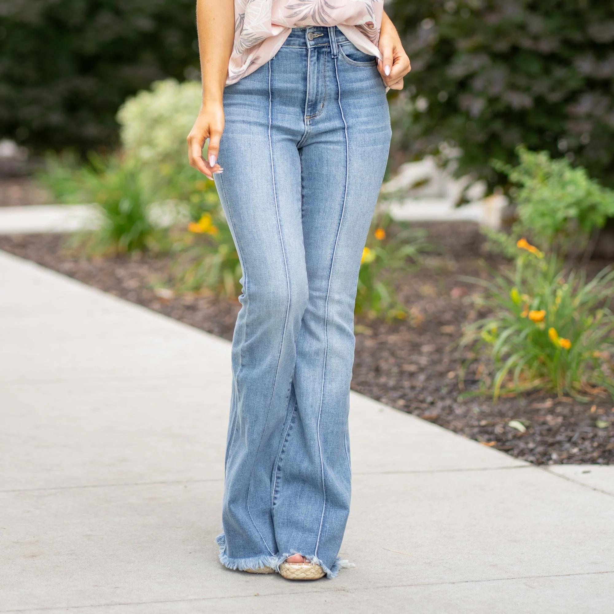Judy Blue High Rise Pin Tuck Flare Jeans