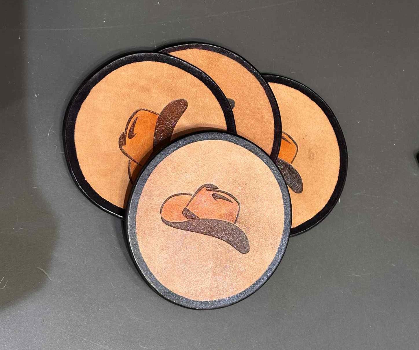 Cowboy Hat Leather Coaster