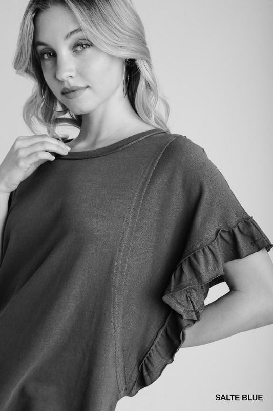 Black Ruffle Sleeve Top