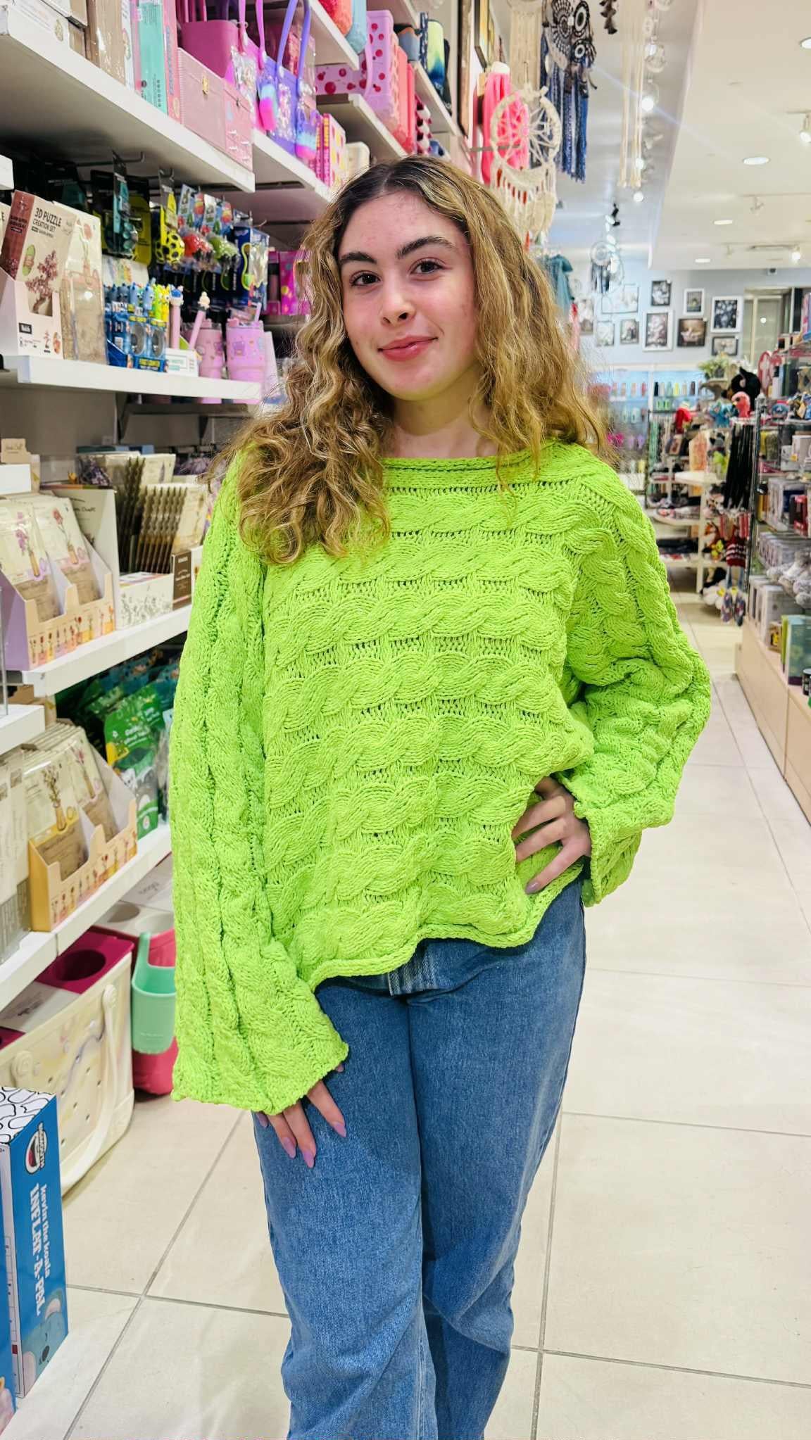 Natalie Neon Lime Sweater