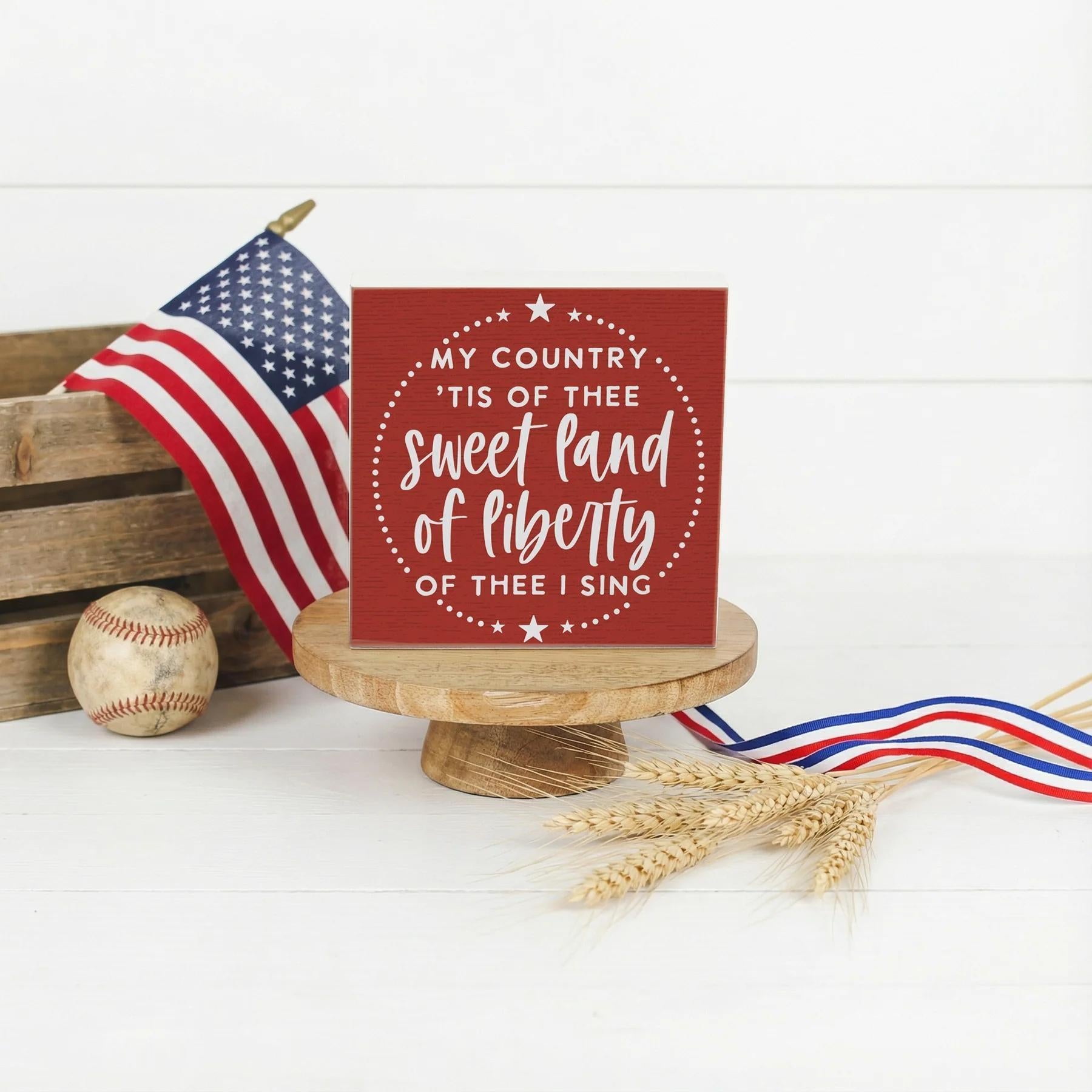 Land Of Liberty Red Block Sign