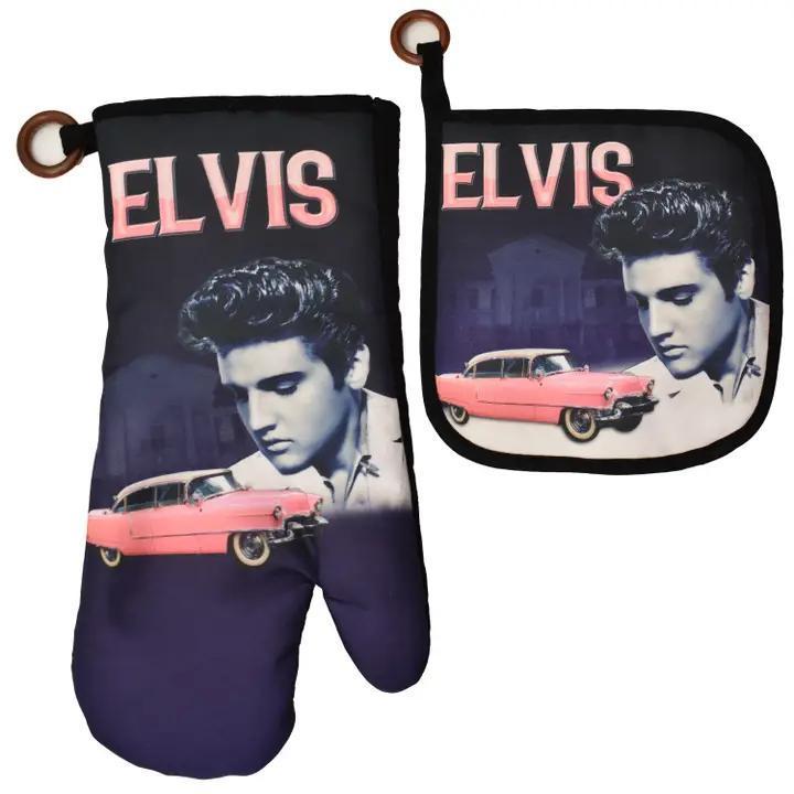 Elvis Potholder Oven Mitt Set