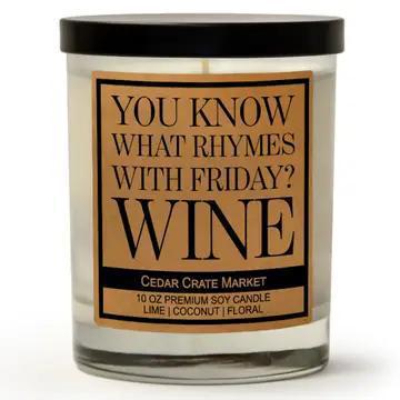 Funny Candles | You Know What Rhymes with Friday? Wine
