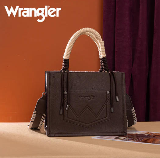 Wrangler Cow Print Tote/Crossbody - Coffee