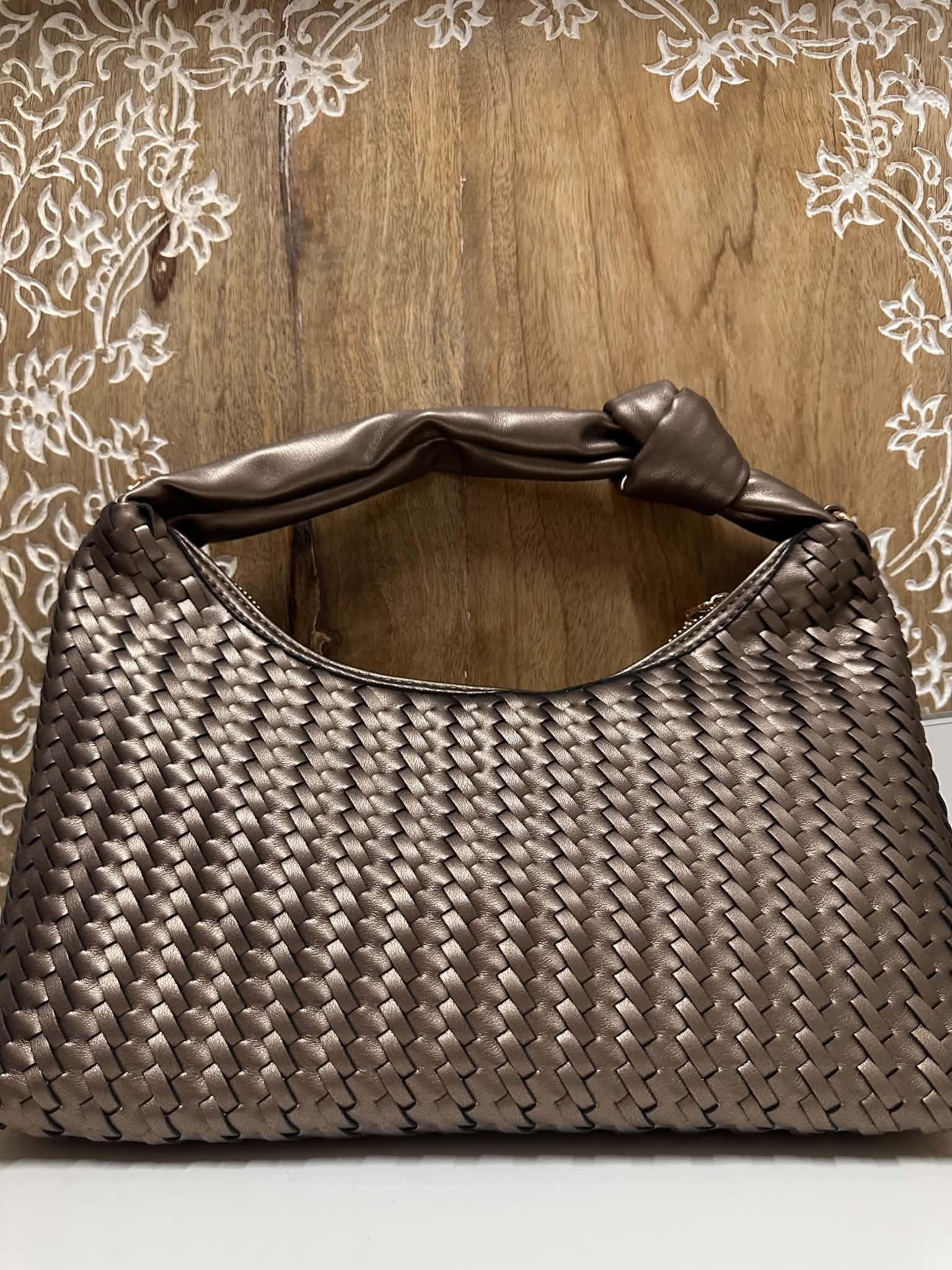Morgan Pewter Metallic Hand Bag