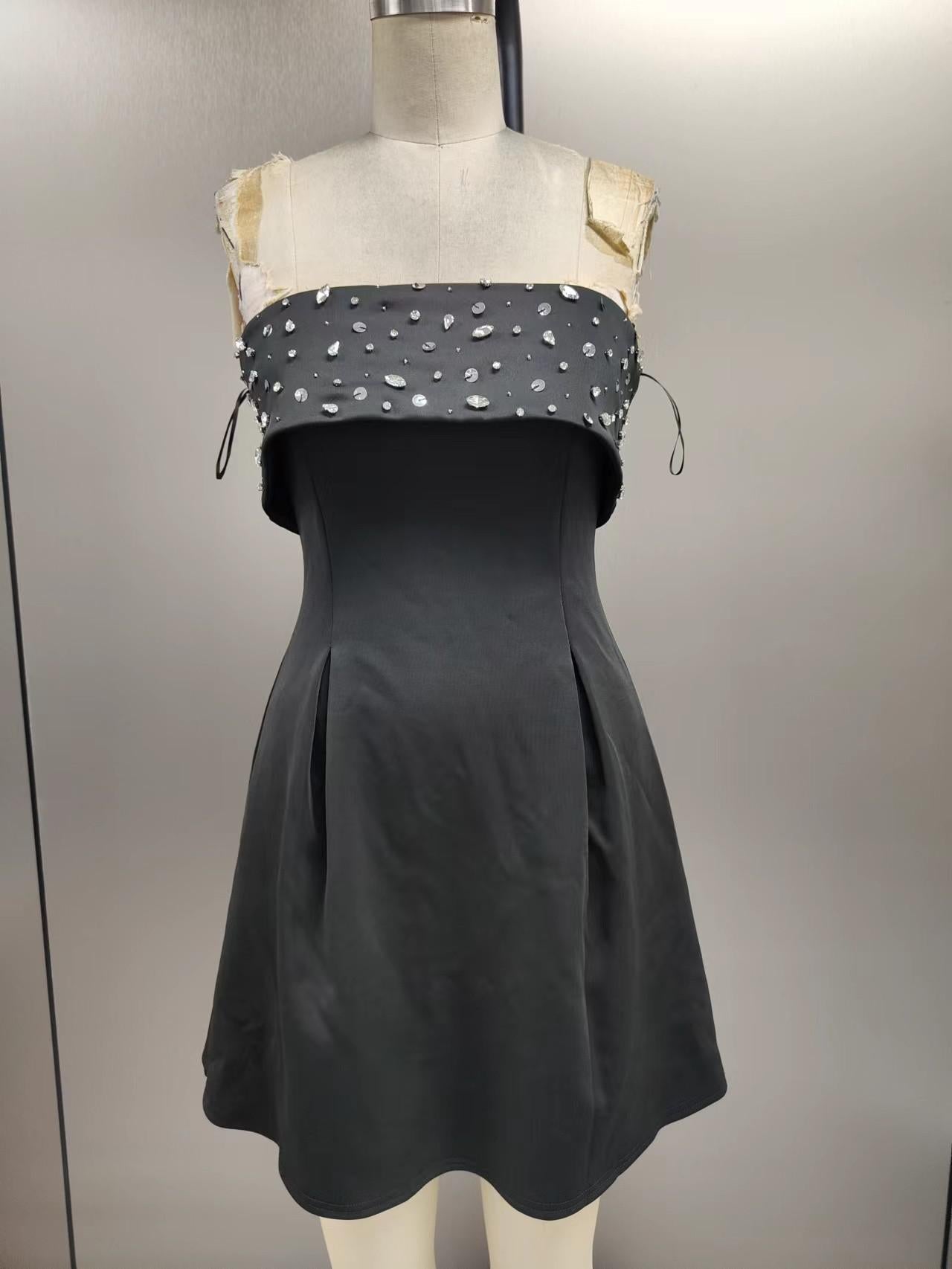 Rhinestone Beaded Sleeveless Mini Dress