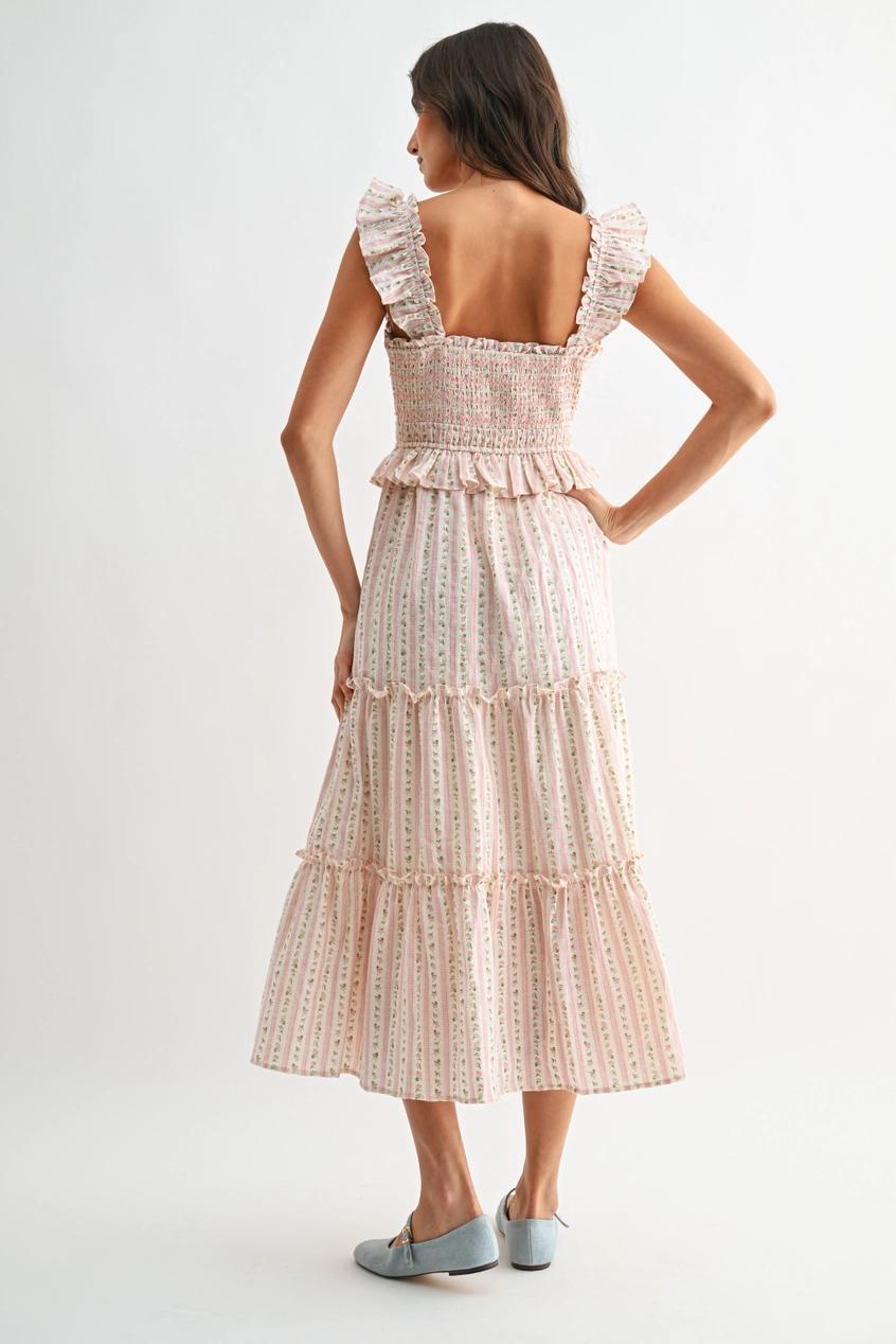 Tiered Maxi Dress with Smocked Bodice and Ruffle
