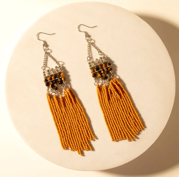 Rustglow Fringe Earrings in Sunbaked Amber