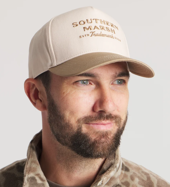 Trademark Hat in Burnt Taupe & White Twill