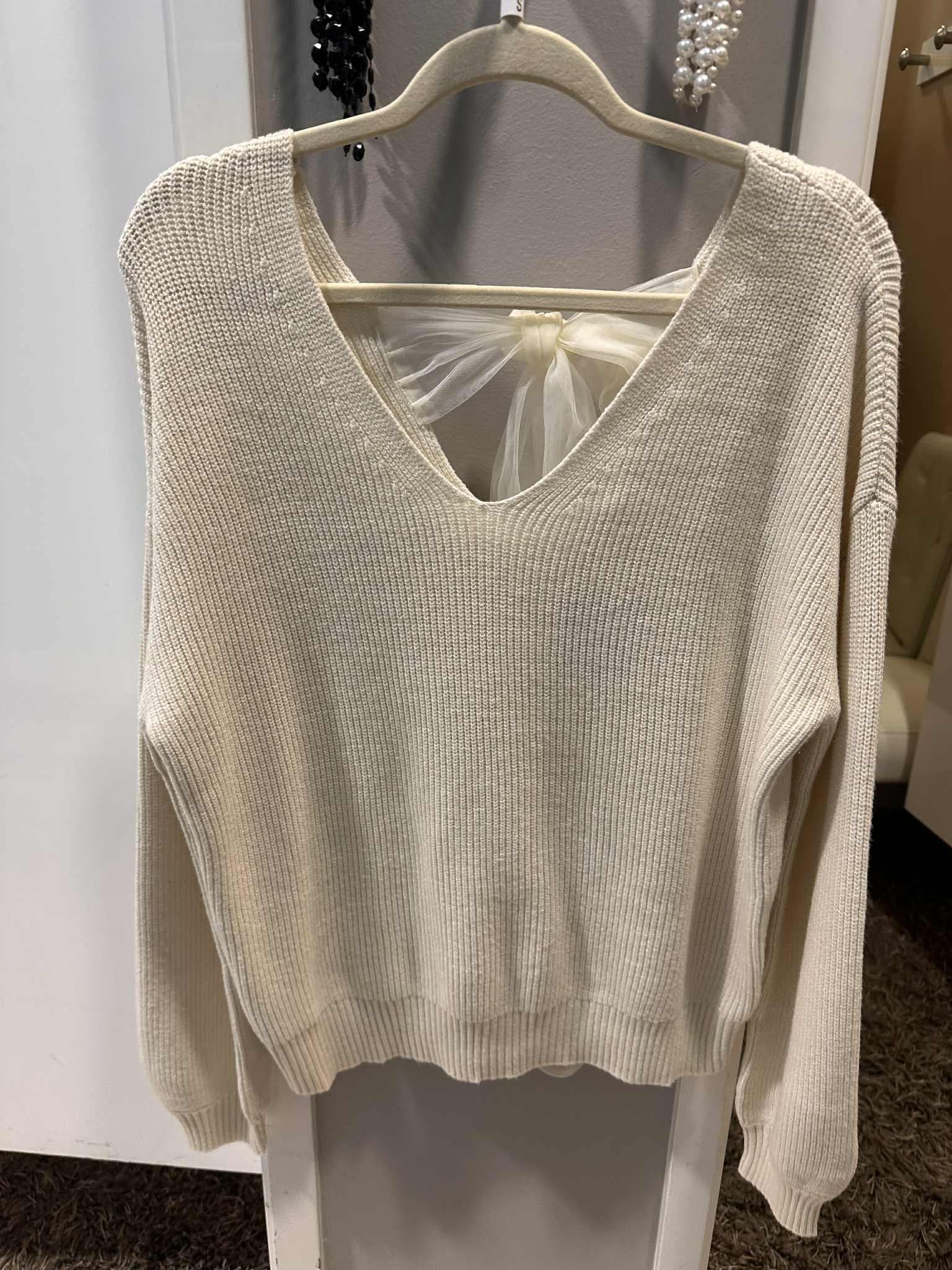 Bow Detail Drop Shoulder Sweater