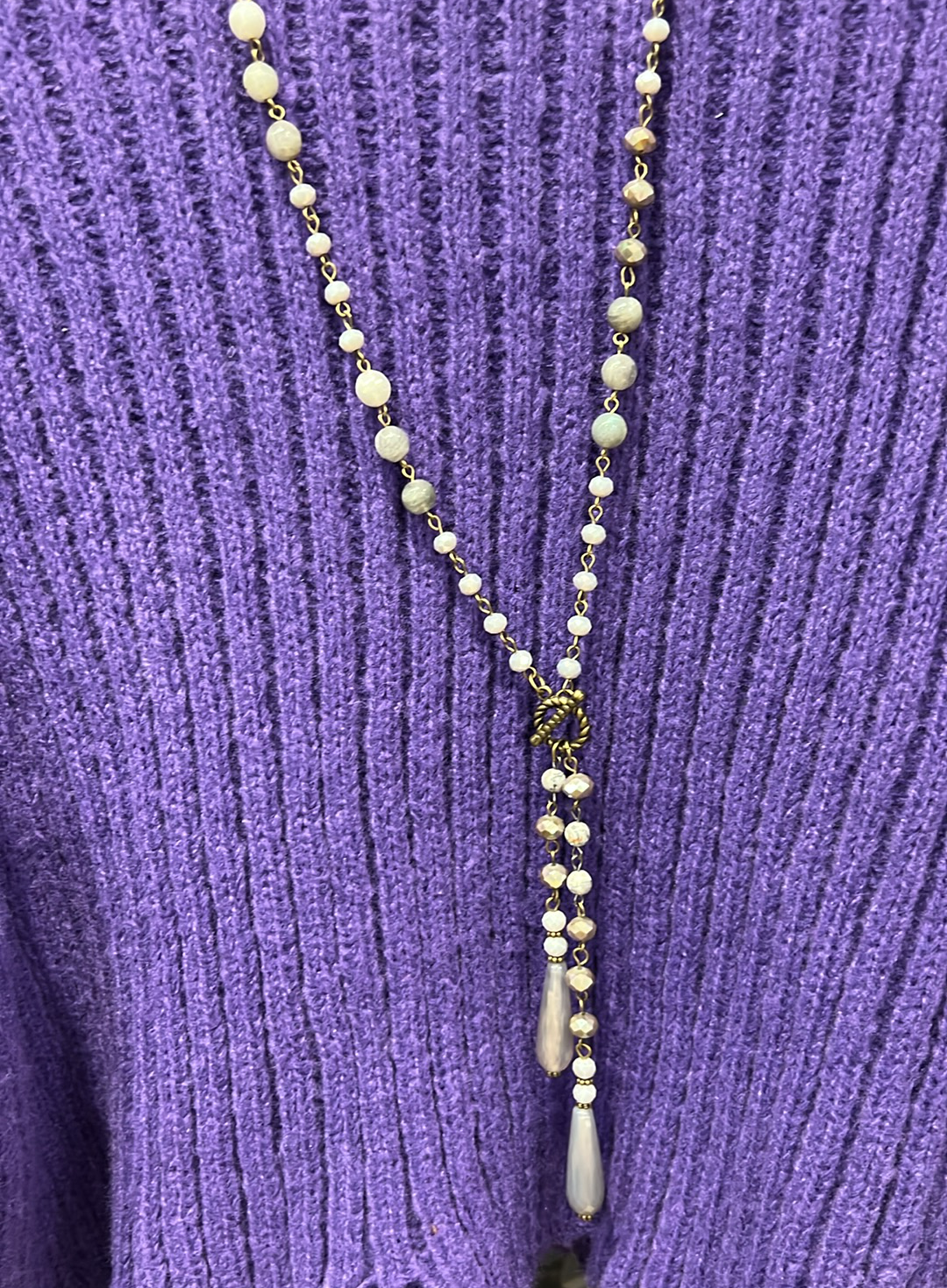 Stone Grey Beaded Necklace