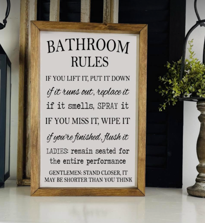 Bathroom Rules Farm Sign