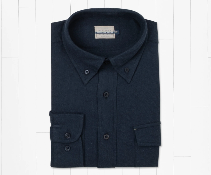 Old Mill Heather Flannel Washed Navy