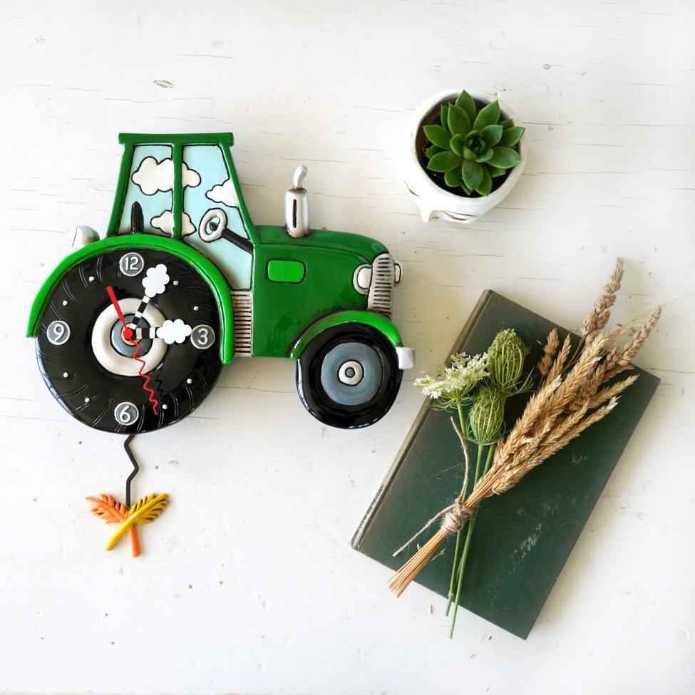 Green Tractor Allen Design Clock