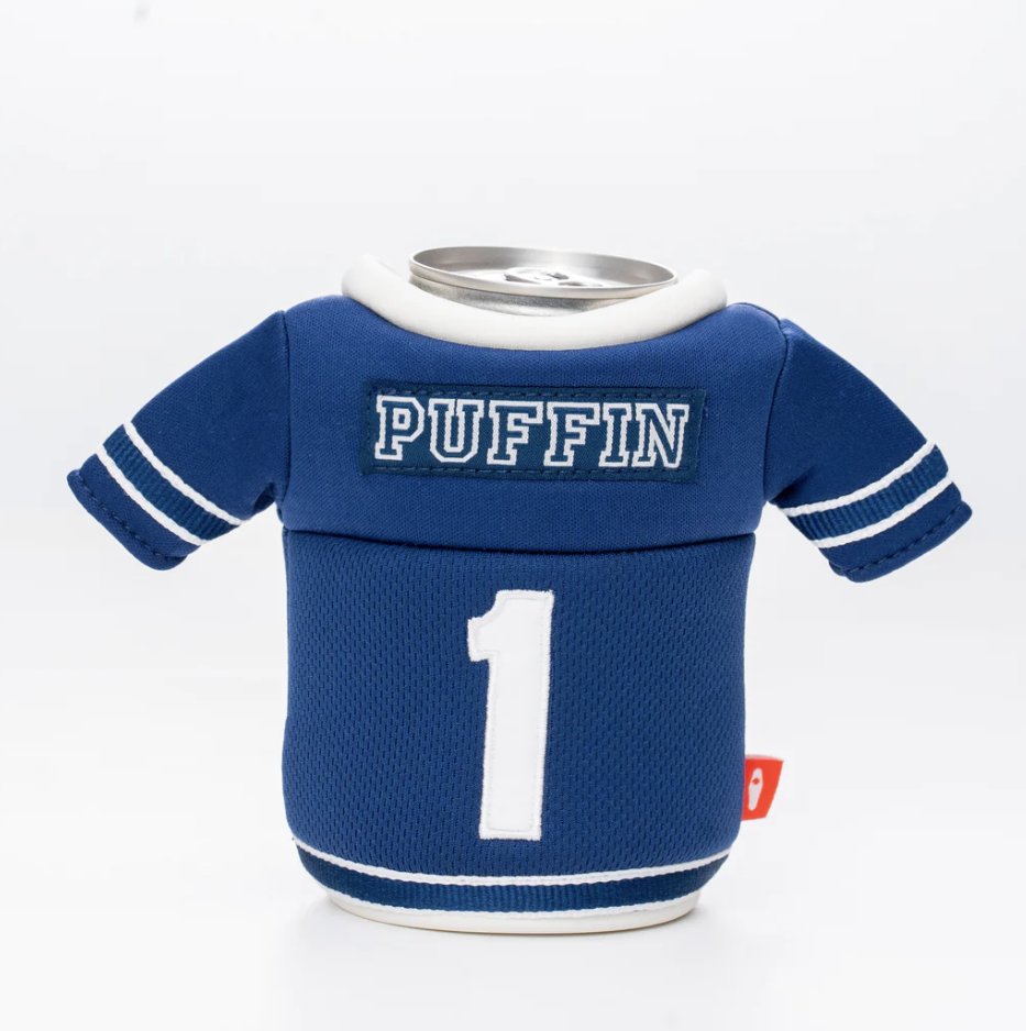 Navy & White Gridiron Puffin