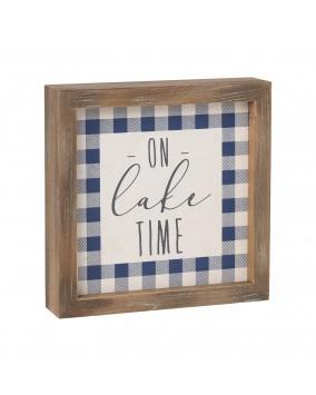On Lake Time Framed Sign