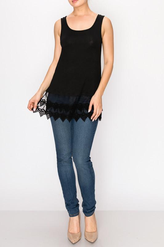 Black Lace Trim Tank