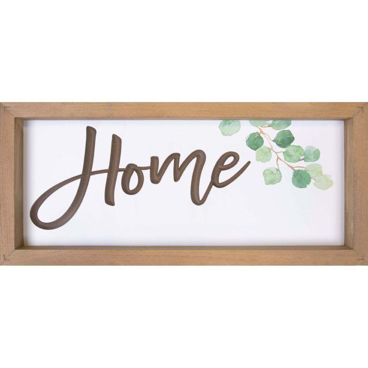 Home Framed Sign 18x8