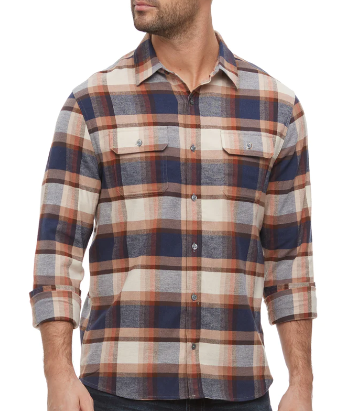 Peter's Flannel Shirt Navy/Brown/Rust