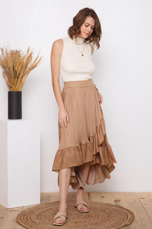 Ruffle Wrap Maxi Skirt