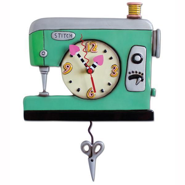 Stitch Sewing Machine Clock Green