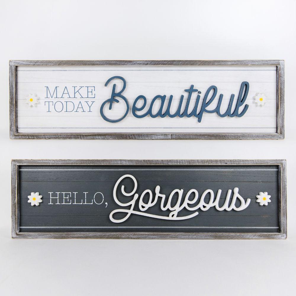 Hello Gorgeous Reversible Framed Sign