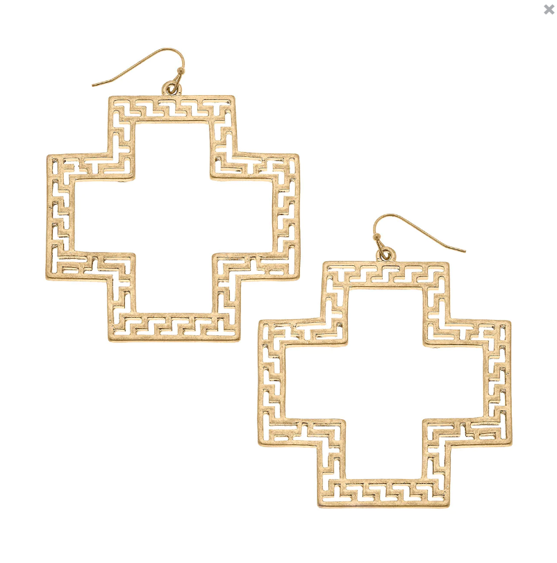 Melissa Greek Keys Cross Earrings