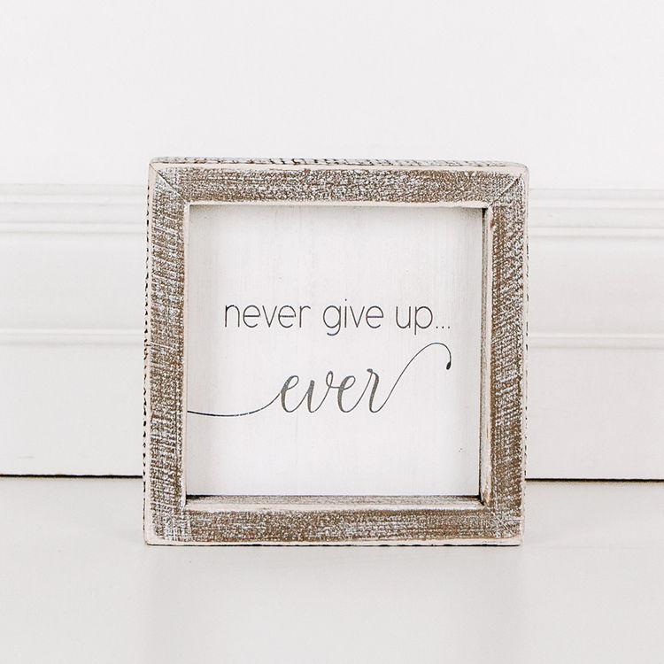 Never Give Up Framed Sign