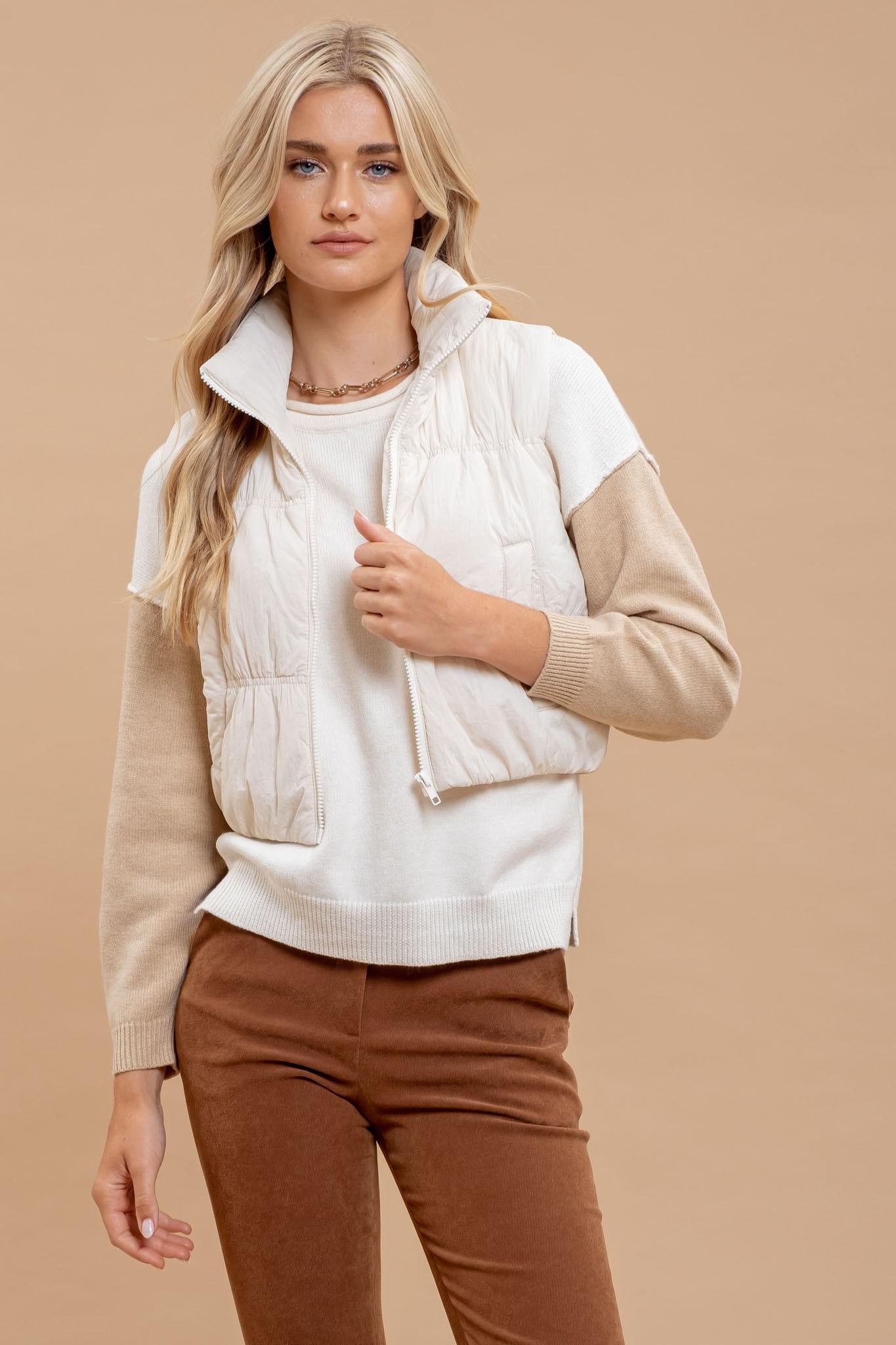 Ivory Cropped Puffer