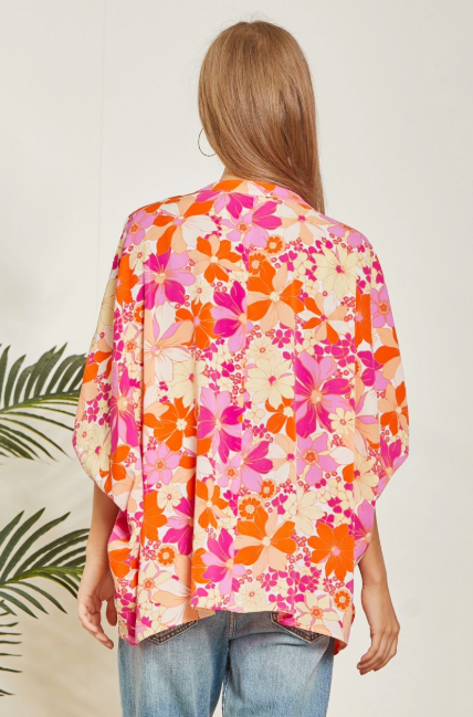 Peach Orange Floral Flow Blouse