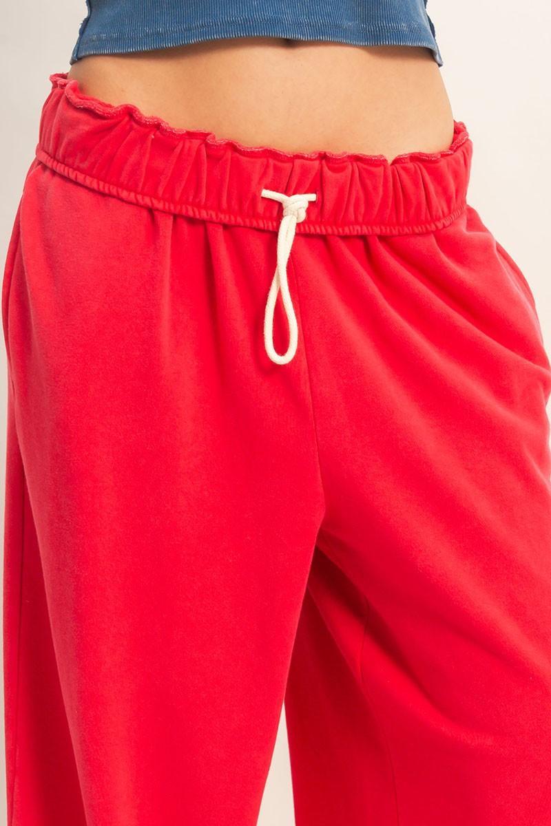 Fold Over Waist Wide Leg Sweatpant
