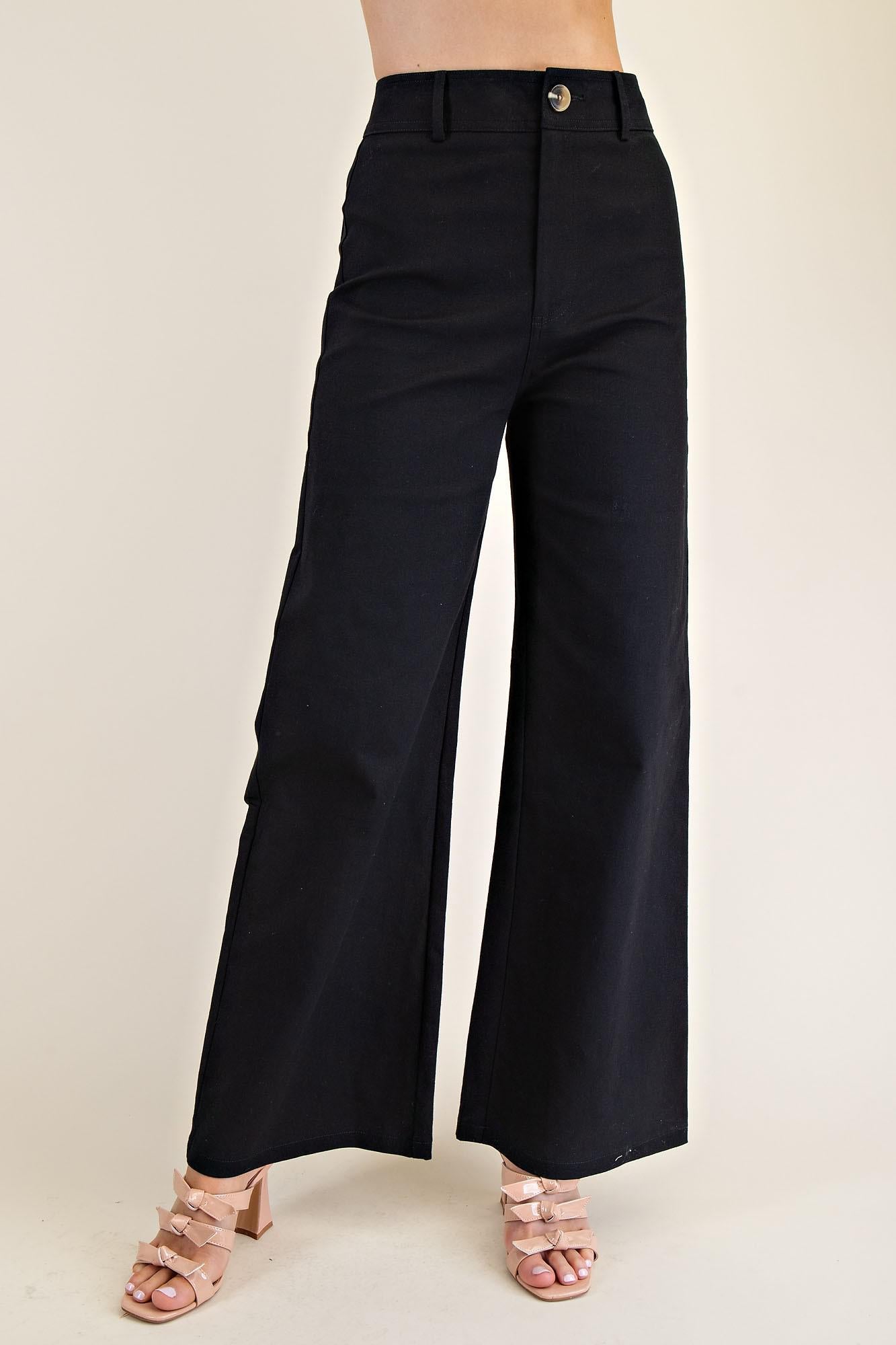 Black High-Waist Straight Pants