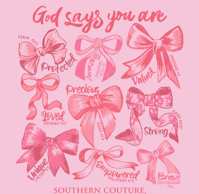 SC Comfort God Says You Are Bows Tee - Blossom