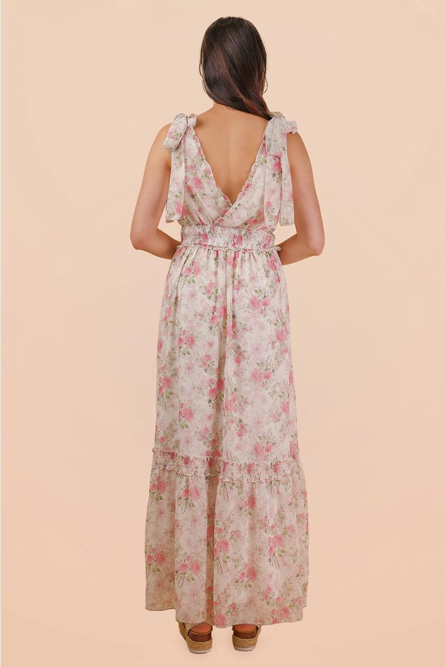 Floral Printed Shoulder Strap Midi Dress