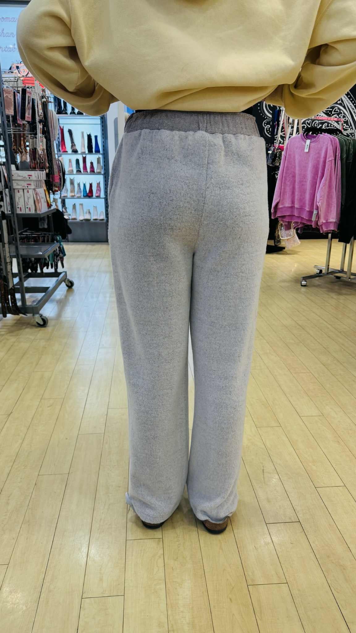 Taupe Brushed Wide Leg Pants