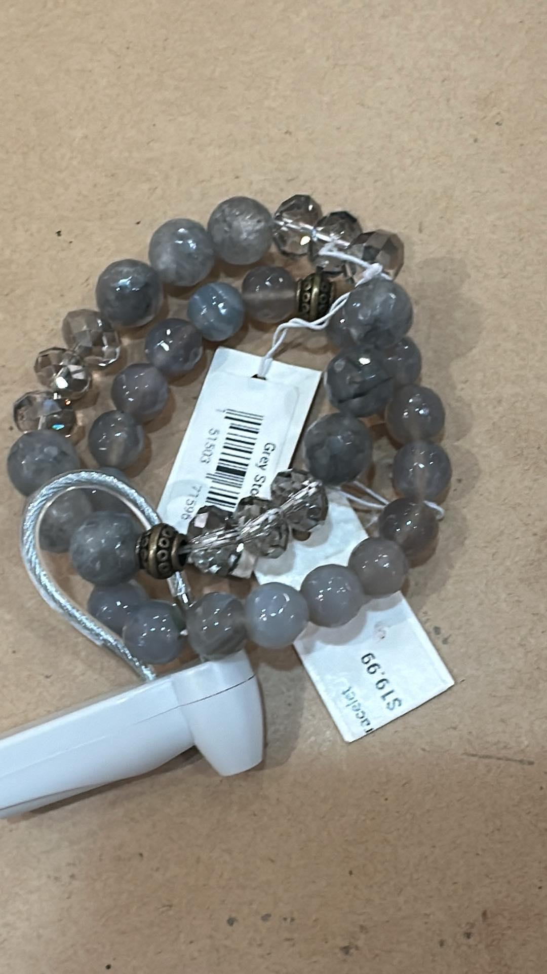 Grey Stone Bead Bracelet