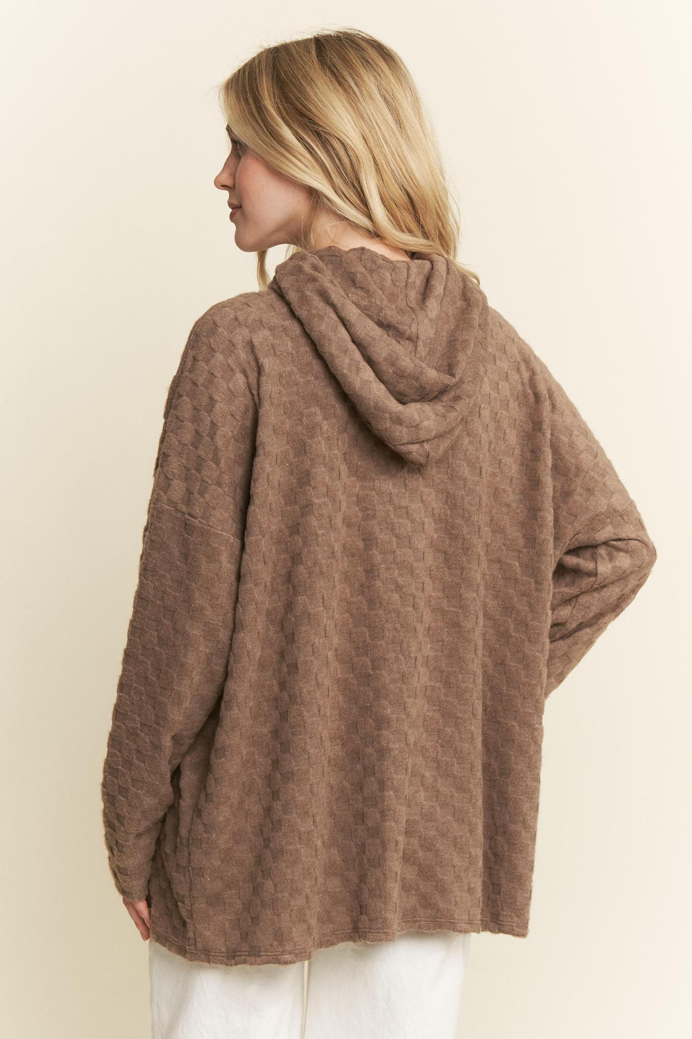 Mocha Half Zipper Mock Neck Hoodie