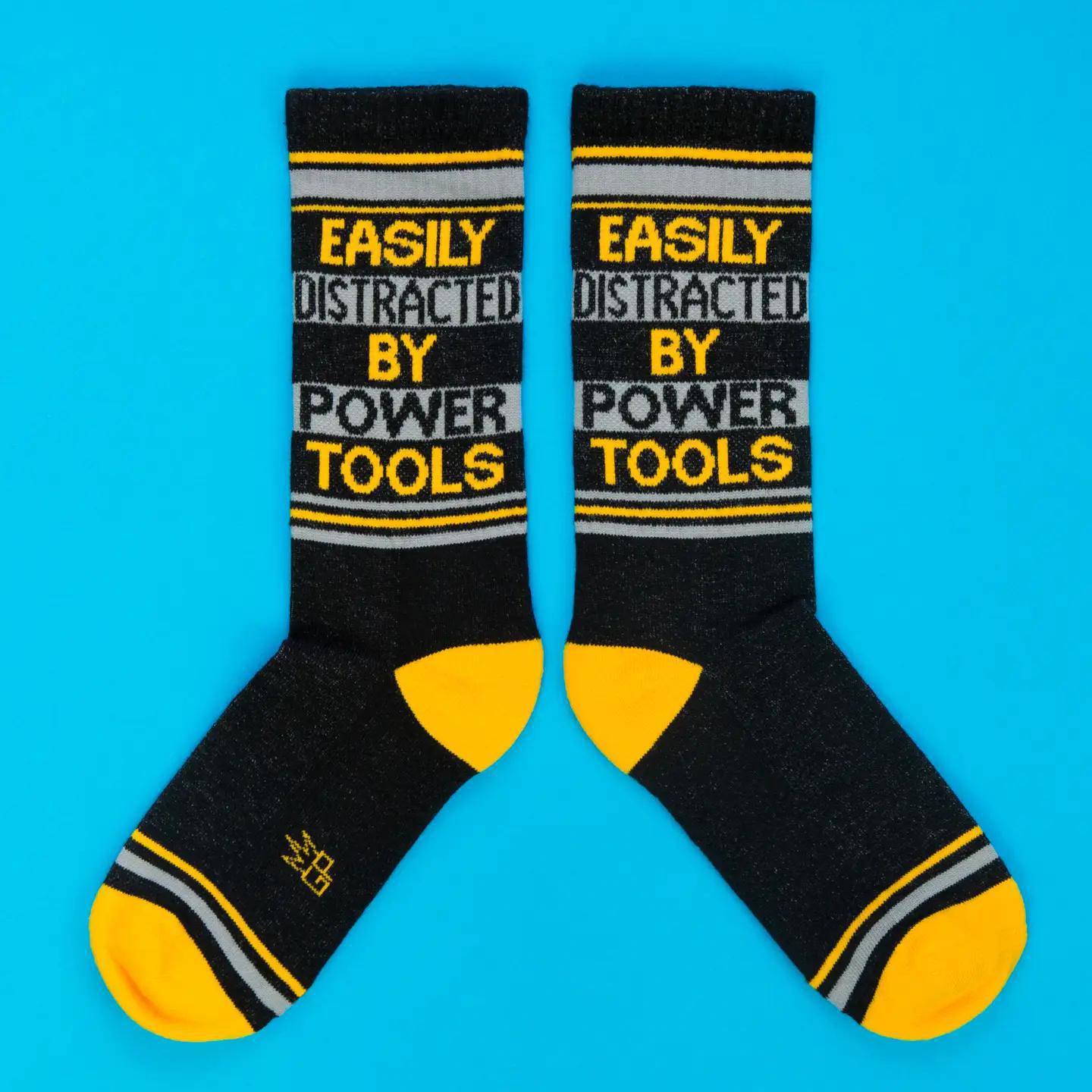 Easily Distracted By Power Tools Gym Crew Socks