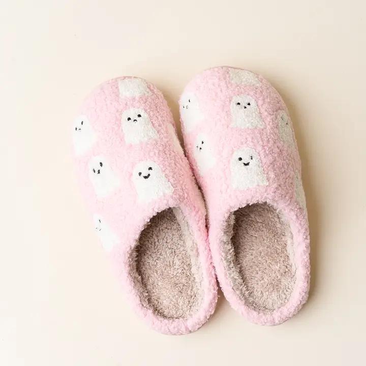 Fuzzy Ghost Slippers