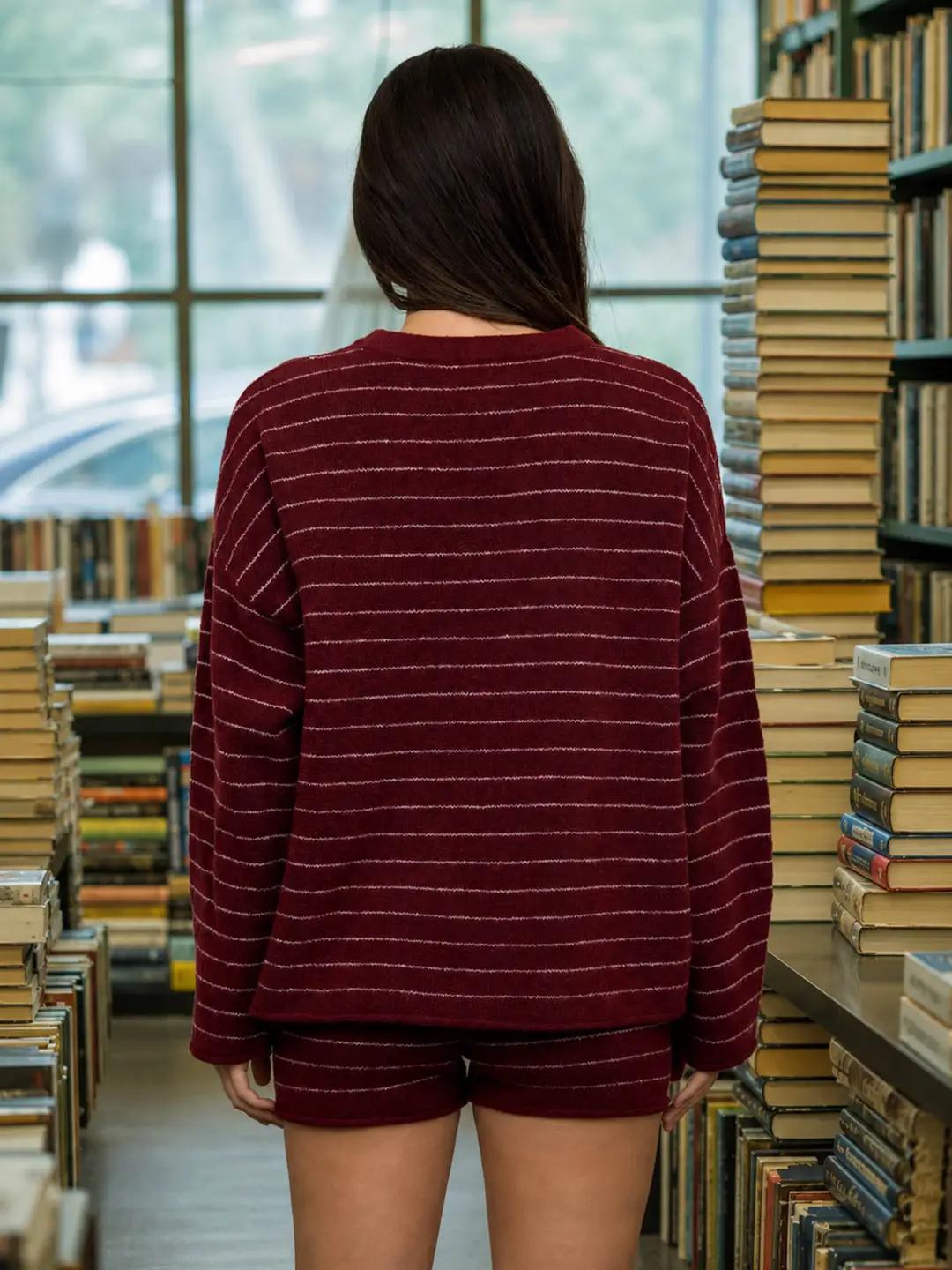 Burgundy Stripe Set