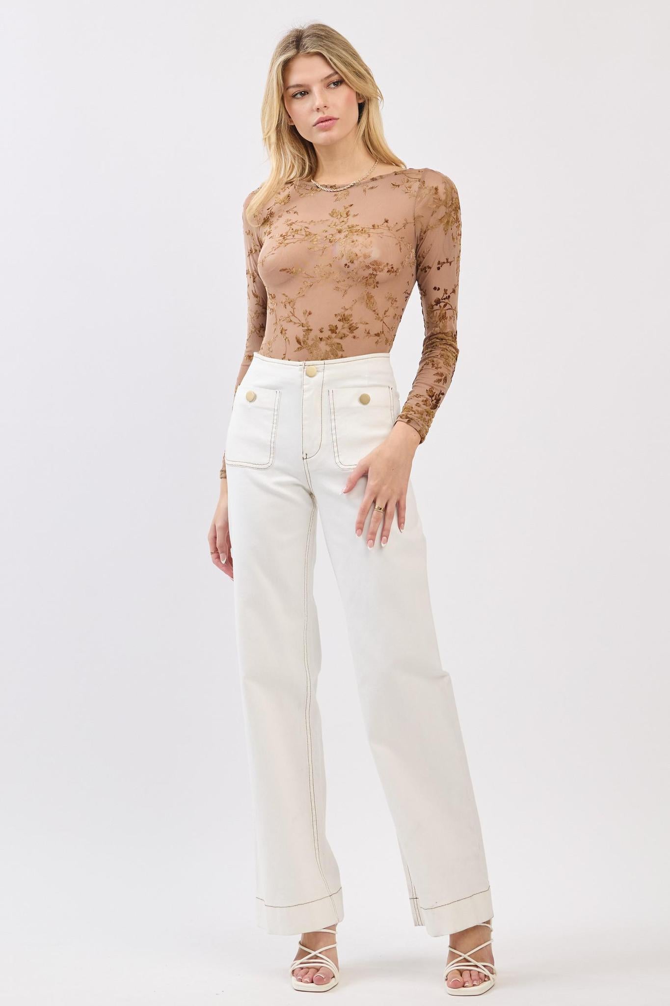Long Sleeve Boat Neck Body Suit
